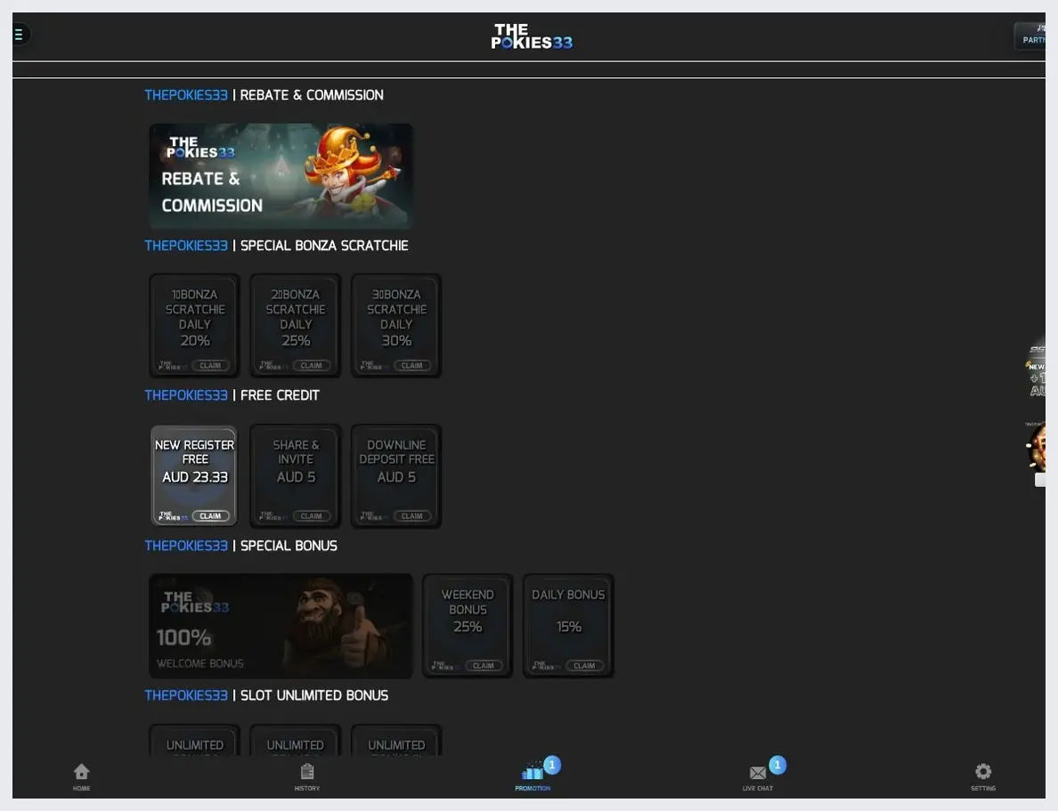 ThePokies33 website screenshot, 20.10.2026